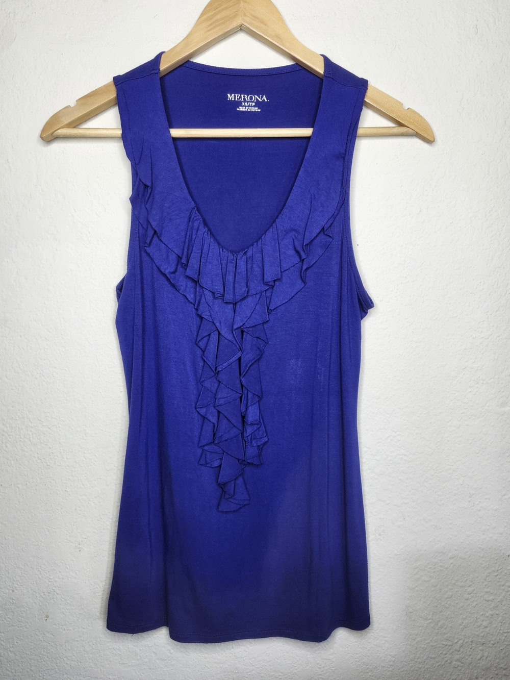 Merona Royal Blue Ruffle V-Neck Tank Top